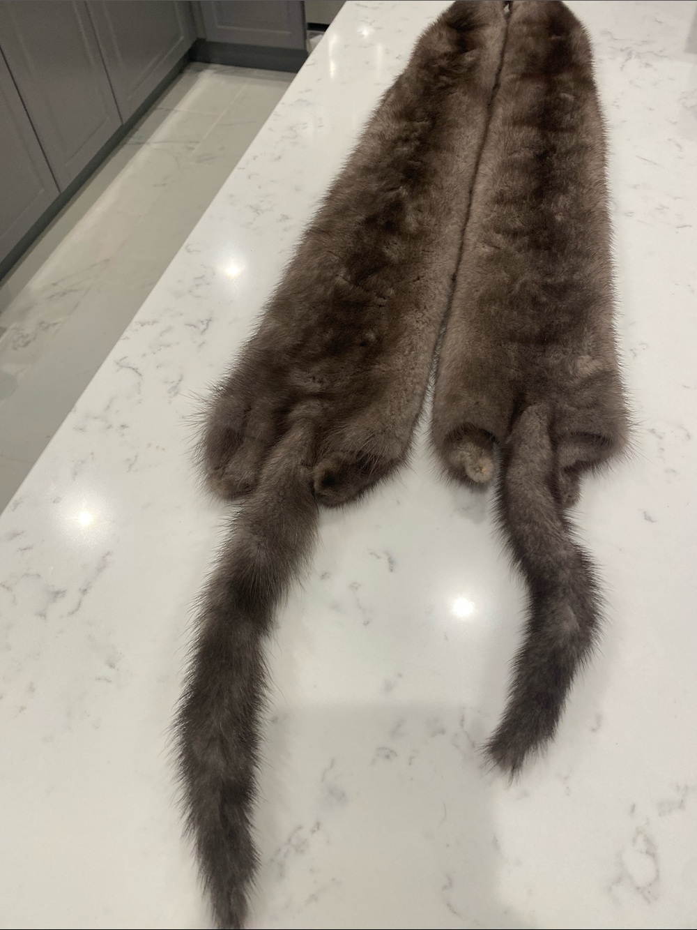 Plush Gray Fur Stole Wrap - Elegant Women's Scarf